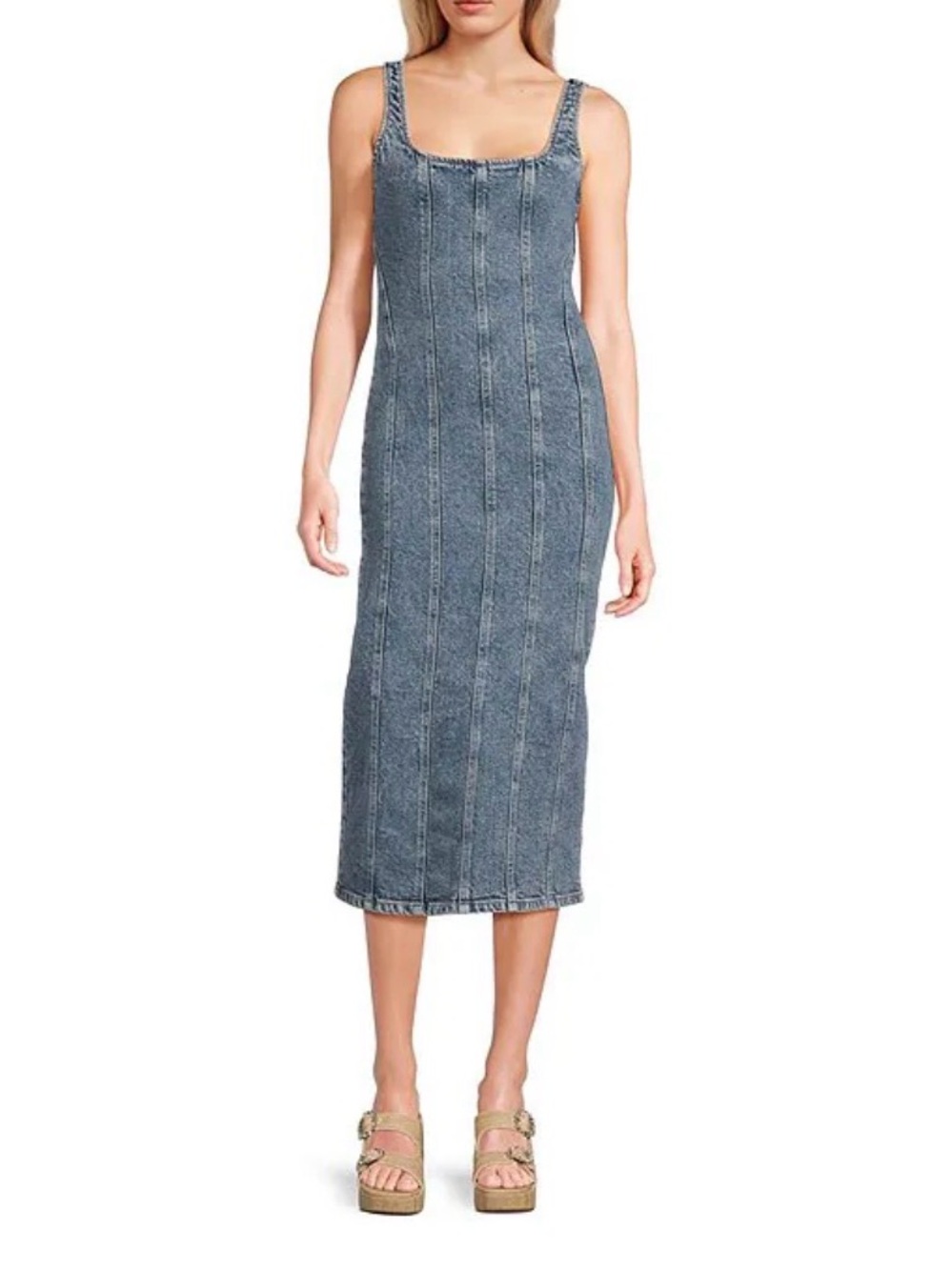wild fable Washed Blue Denim Tank Midi Dress